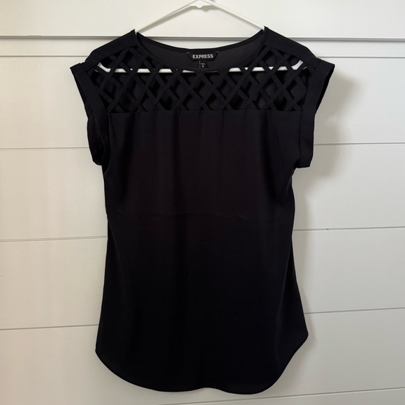 Express Black Lattice Women's Blouse, Women’s XS - Picture 3 of 6